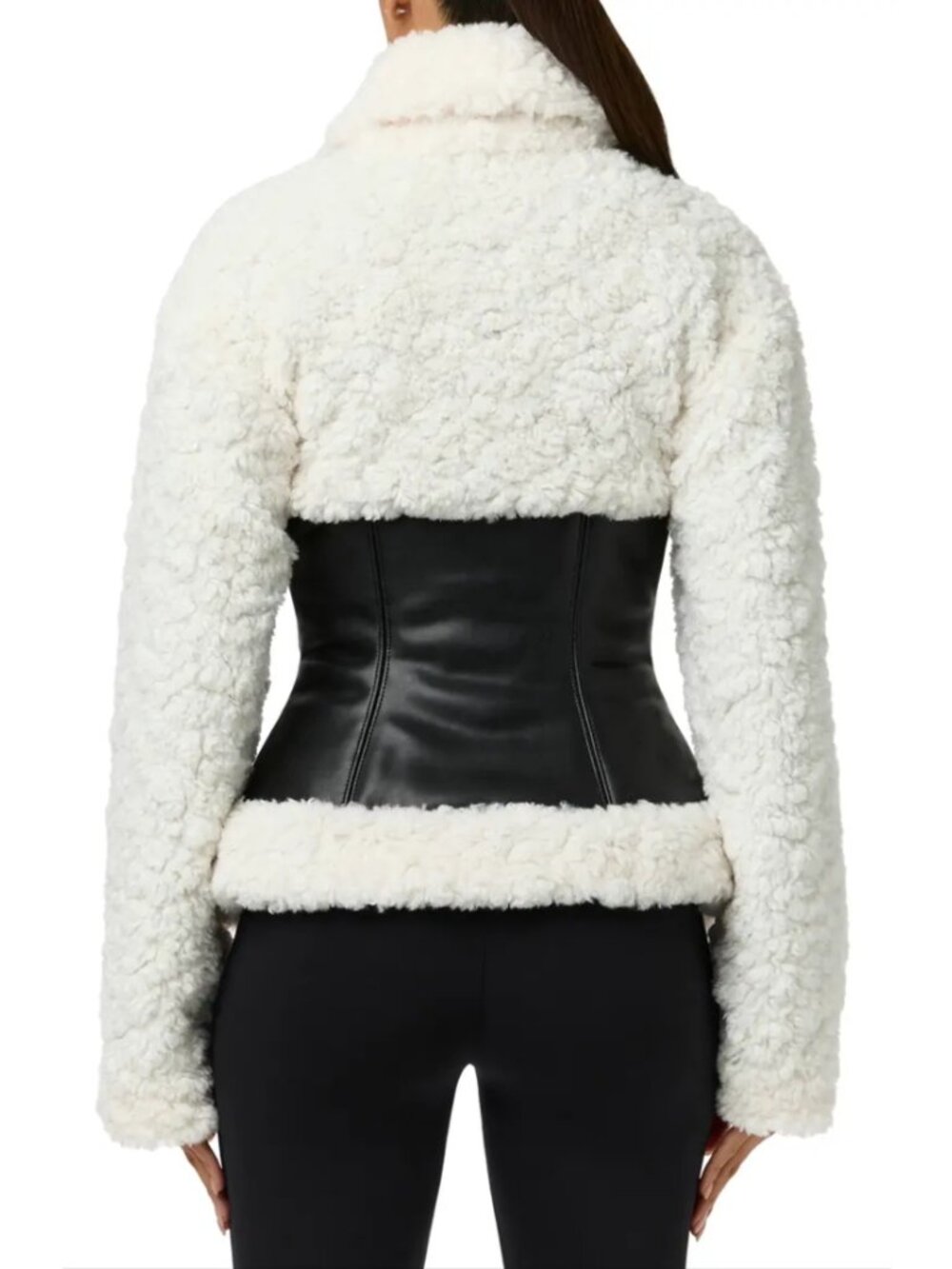 Naked Wardrobe High Pile Fleece Jacket Black White Full Zip Rustic Size M NWT - Picture 2 of 15